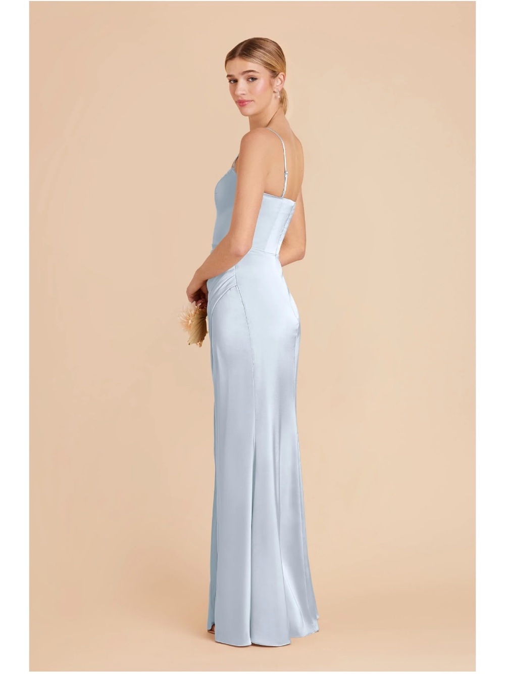 Birdy Grey Mist Blue Matte Satin Maxi Dress - Picture 6 of 9